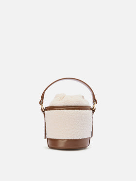 Borsa a secchiello Mila Teddy in sherpa bianco