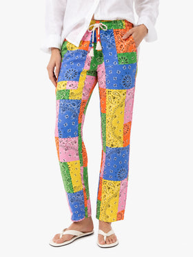 Pantalon en lin bandana multicolore Millie 