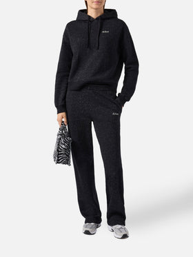 Felpa Mindy in misto cotone e lurex nero con cappuccio 