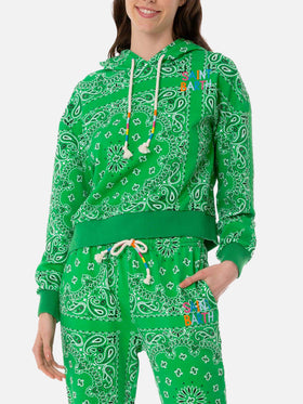 Kapuzenpullover aus Baumwolle mit Bandana-Print