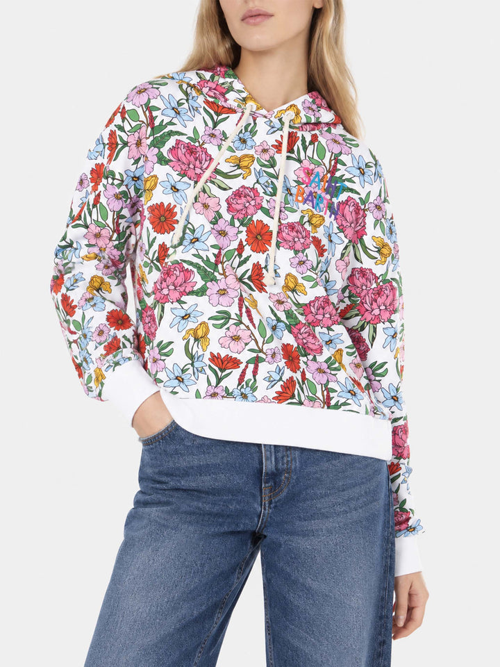 Baumwoll-Hoodie mit Blumenprint 