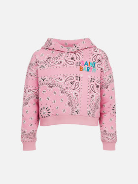 Cotton bandanna hoodie Mindy Jr with Saint Barth embroidery