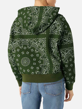 Damen-Fleece-Sweatshirt mit Kapuze und Bandana-Aufdruck