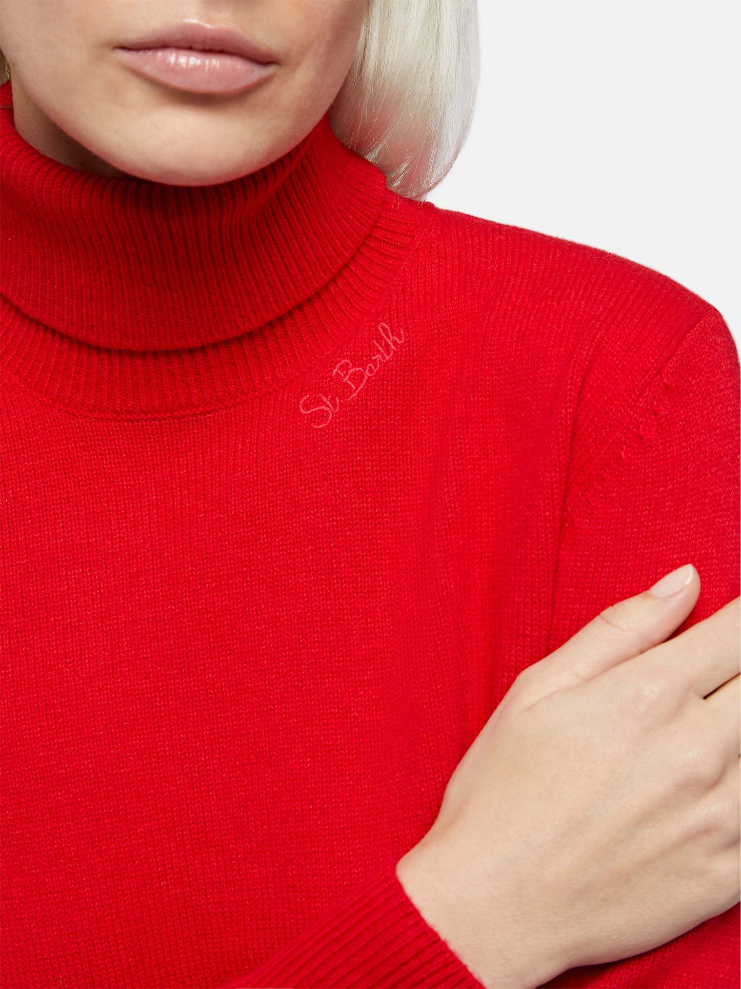 Woman red cashmere blend turtleneck sweater Moody - MC2 Saint Barth