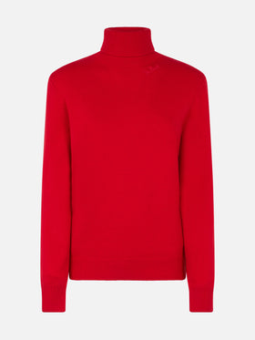 Woman red cashmere blend turtleneck sweater Moody - MC2 Saint Barth