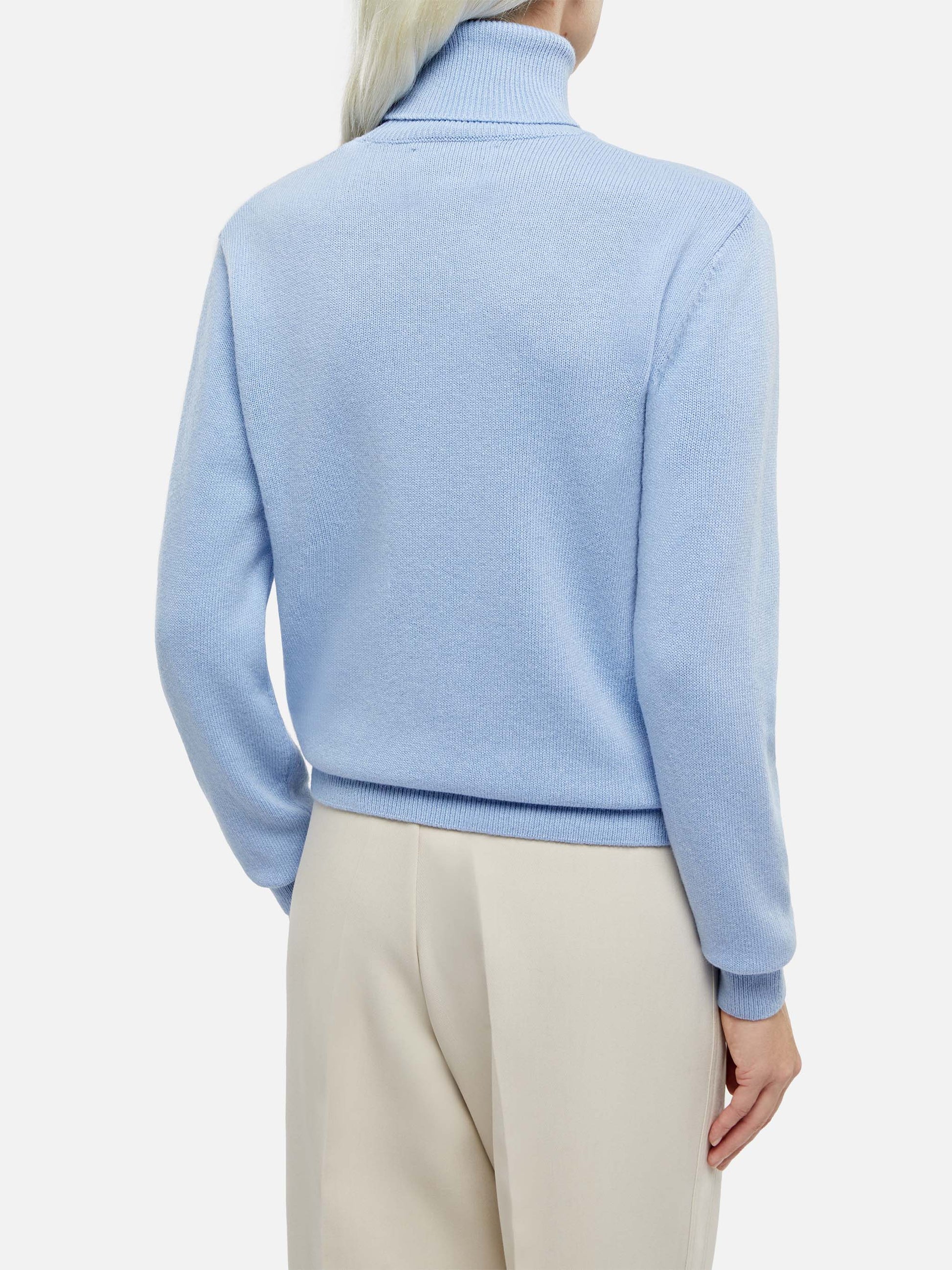 Woman light blue cashmere blend turtleneck sweater Moody - MC2 Saint Barth