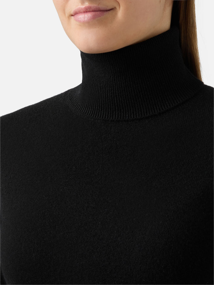 Moody turtleneck sweater in cashmere in black with St. Barth embroidery