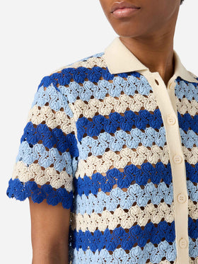 Polo in maglia Monet effetto crochet a righe