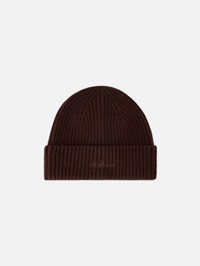 Gorro de lana Brown Moss con bordado del logo 