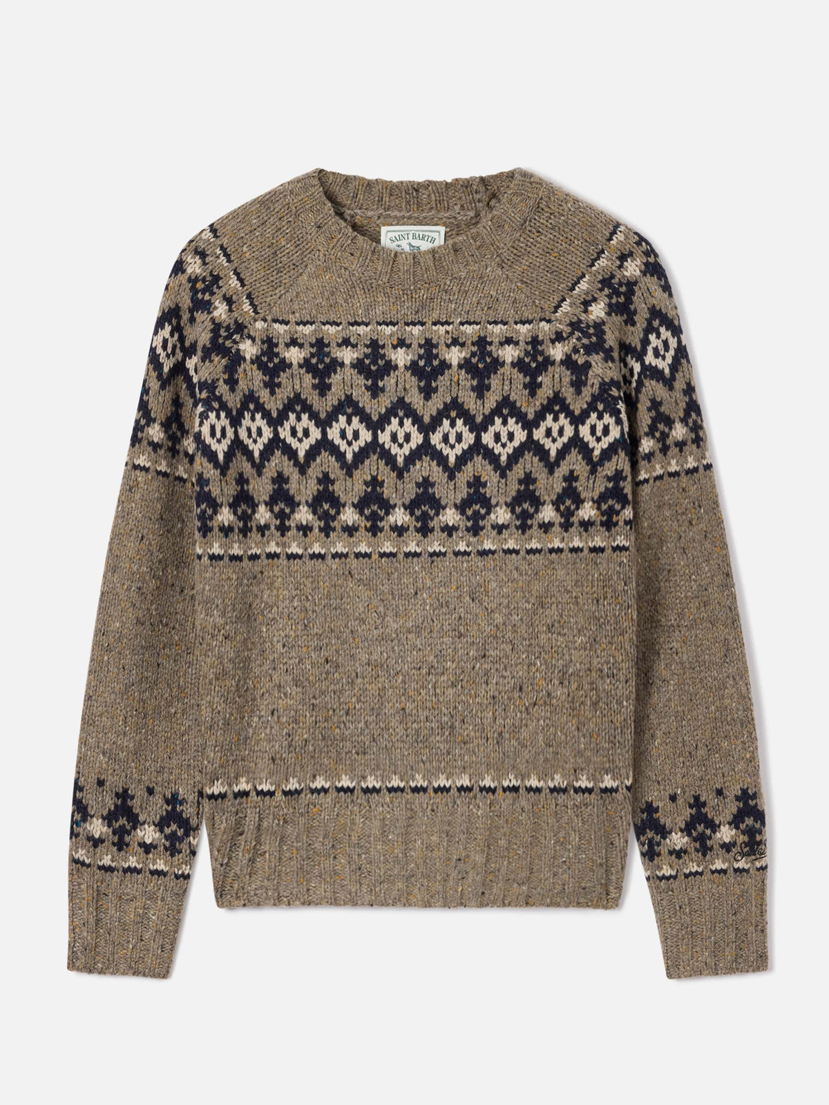 Jersey de cuello redondo Merida en mezcla de lana Donegal con motivo fair isle 