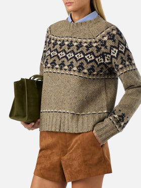 Jersey de cuello redondo Merida en mezcla de lana Donegal con motivo fair isle 