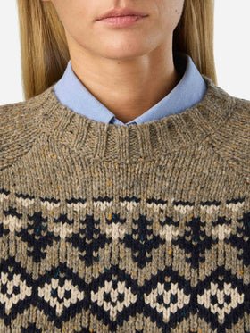 Jersey de cuello redondo Merida en mezcla de lana Donegal con motivo fair isle 