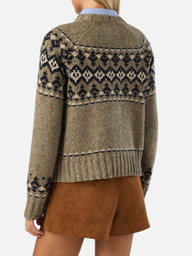 Jersey de cuello redondo Merida en mezcla de lana Donegal con motivo fair isle 