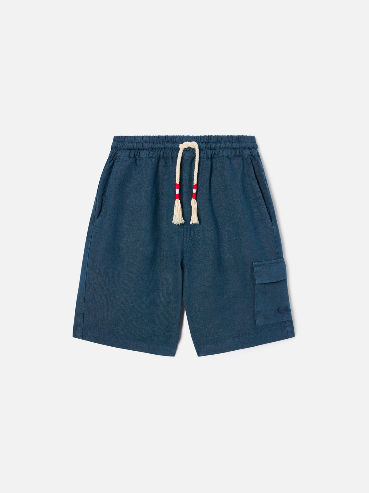 Marineblaue Bermuda-Shorts Marseille Jr aus Leinen 