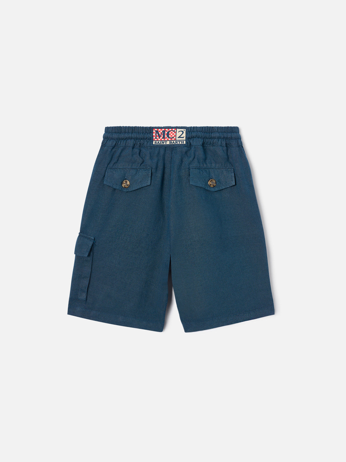 Marineblaue Bermuda-Shorts Marseille Jr aus Leinen 