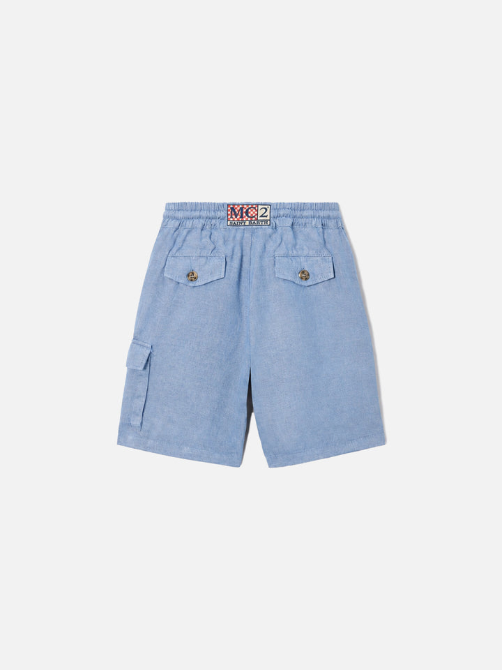 Short Bermuda Marseille Jr en chambray denim clair 