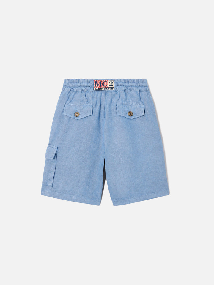 Short Bermuda Marseille Jr en chambray denim clair 