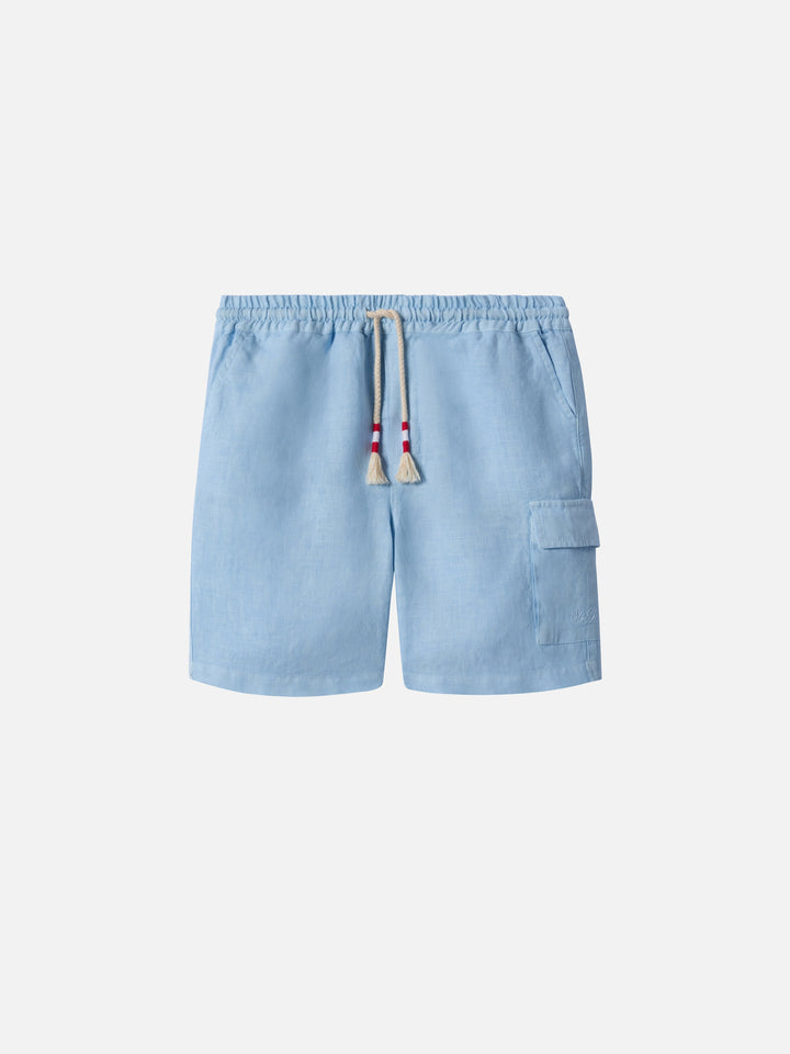 Light blue Marseille Jr shorts in linen