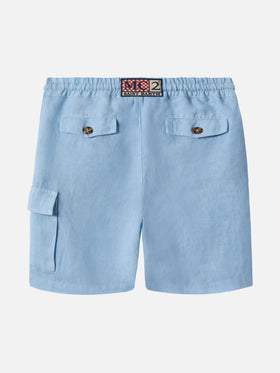 Marseille Jr light blue linen bemuda