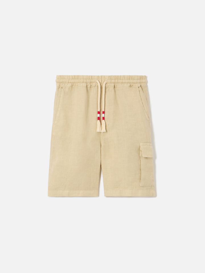 Beige Marseille Jr shorts in linen