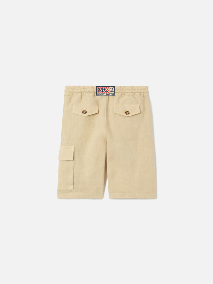 Beige Marseille Jr shorts in linen