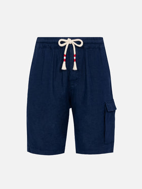 Navy blue linen bermuda Marseille - MC2 Saint Barth