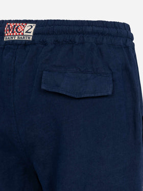 Man navy blue linen bermuda Marseille - MC2 Saint Barth