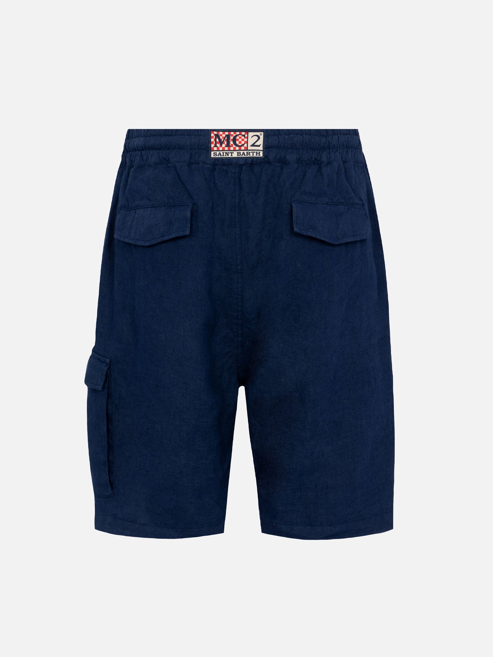 Man navy blue linen bermuda Marseille - MC2 Saint Barth