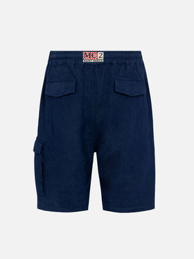 Man navy blue linen bermuda Marseille - MC2 Saint Barth