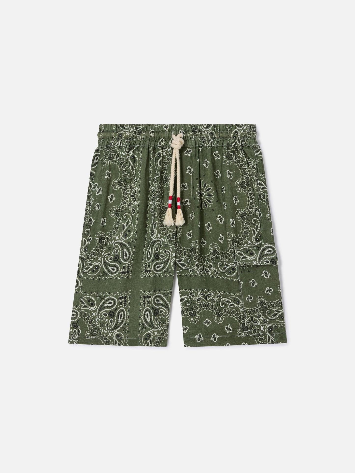 Bermudas de lino tipo bandana verde militar Marseille 