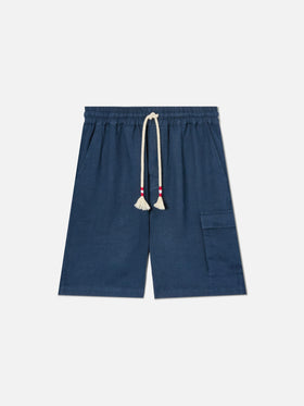 Herren marineblaue Leinenbermudas Marseille
