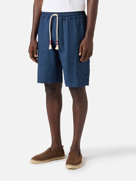 Herren marineblaue Leinenbermudas Marseille