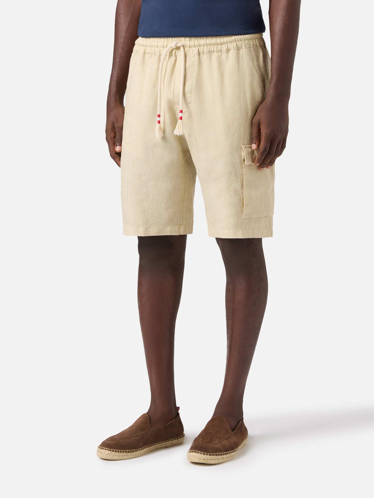 Bermudas Marseille beige en lino puro 