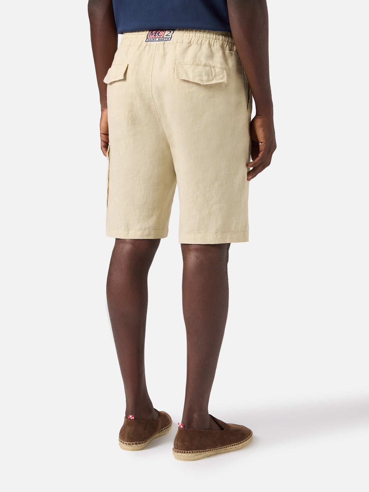 Bermudas Marseille beige en lino puro 