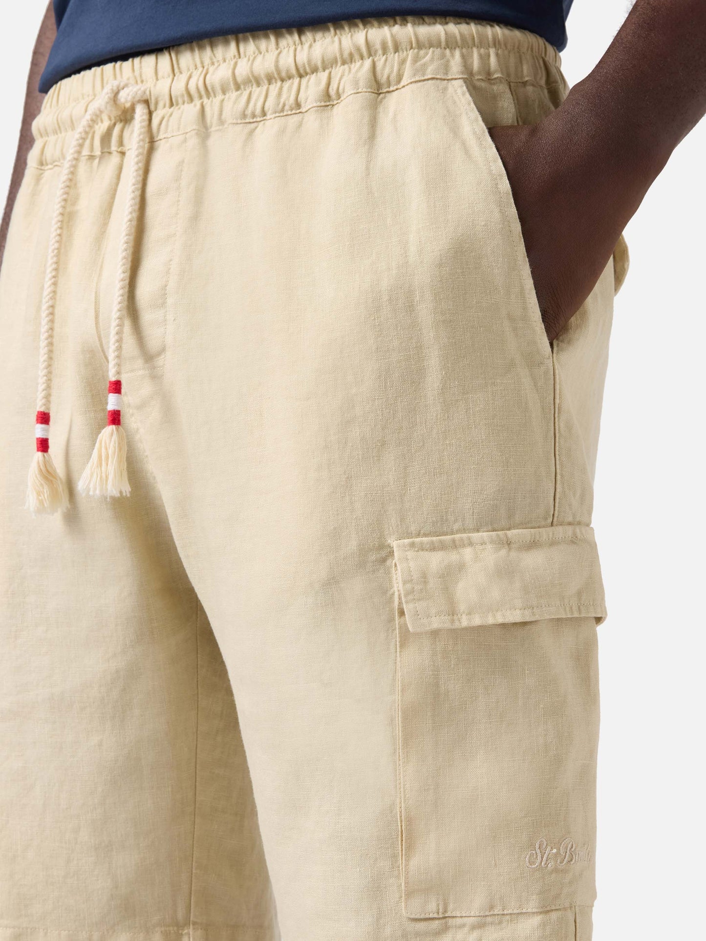 Bermudas Marseille beige en lino puro 