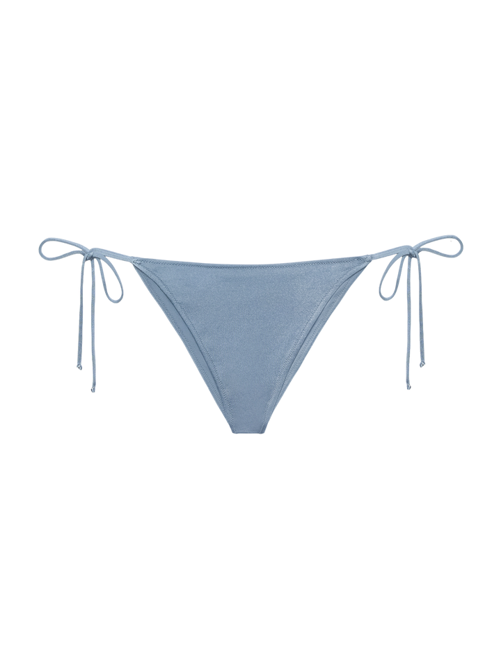 Norah – Schimmernde, avioblaue, freche Badehose – Leah – Schimmernder, avioblauer Badeanzug mit Triangel-Oberteil