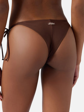 Paloma Marielle dark brown bralette bikini with ties