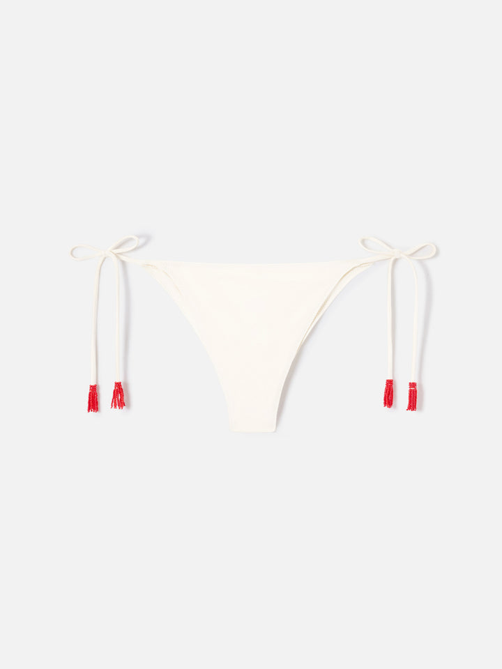 Bikini crème Paloma Marielle avec perles et pampilles 