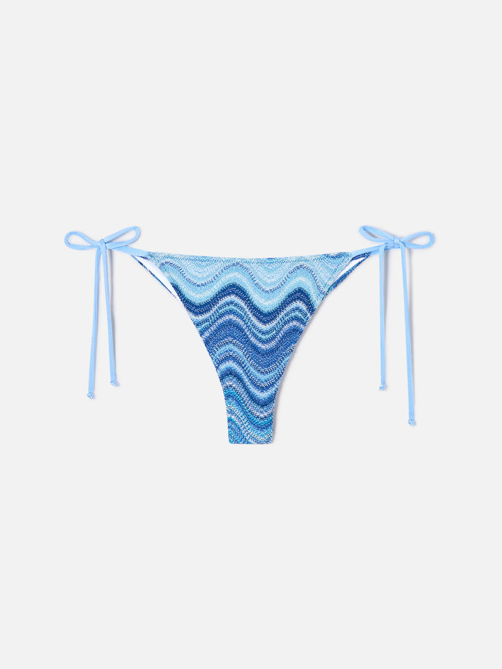 Marielle brazilian bikini bottoms in blue-toned raschel fabric