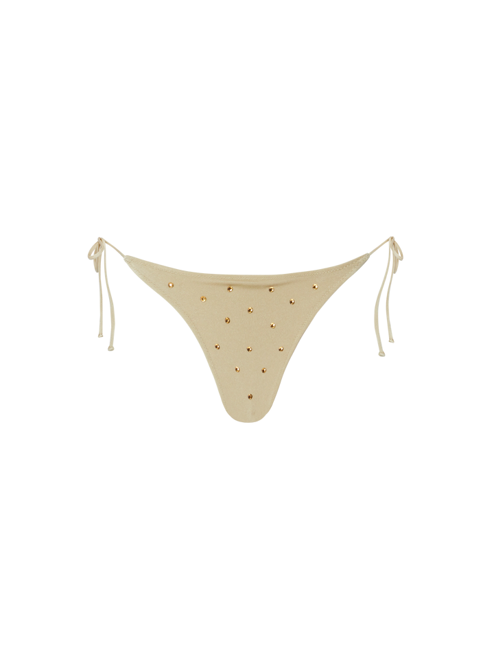 Marielle slip mare classico oro con applicazioni di strass