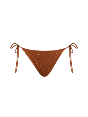 Marielle brown classic swim briefs with rhinestone embellishment - MC2 Saint Barth