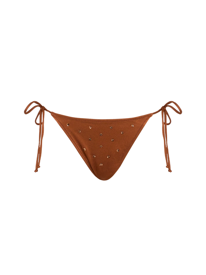 Scoop bralette brown bikini Paloma Marielle with rhinestone embellishment - MC2 Saint Barth