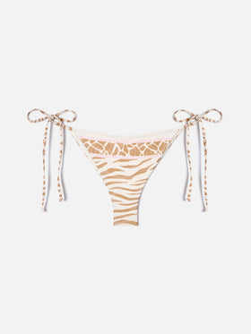 Marielle brazilian bikini bottoms with beige safari print