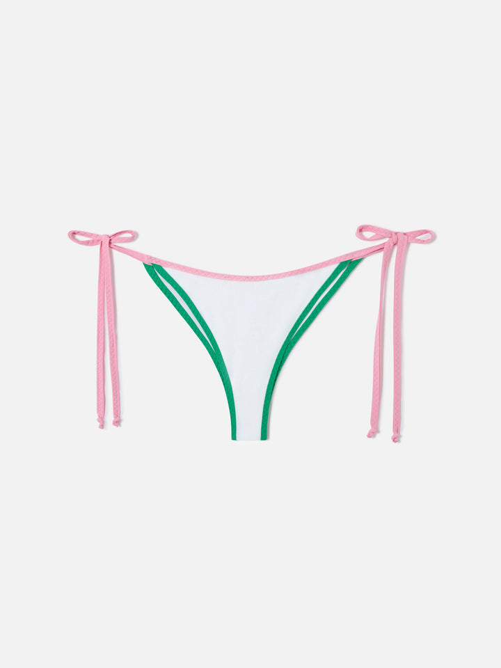 Weiße Marielle String-Bikinihose aus Frottee mit Paspelierung 