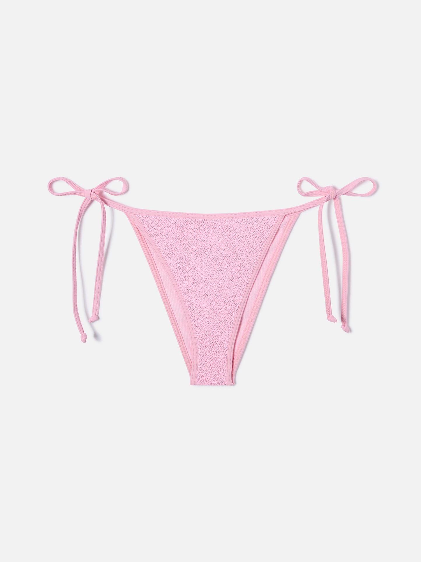 Marielle String brazilian bikini bottoms in pink crinkle fabric