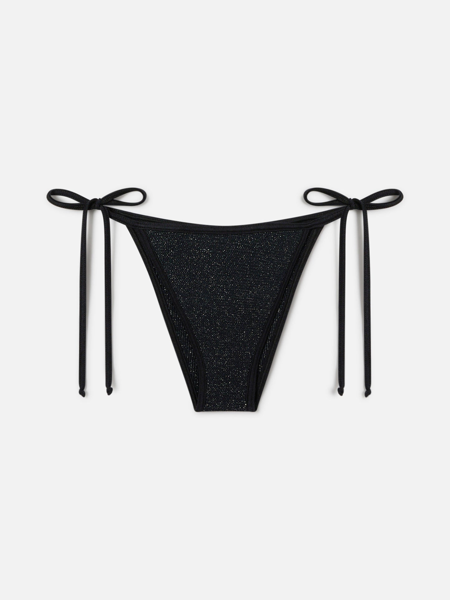 Marielle String brazilian bikini bottoms in black crinkle fabric