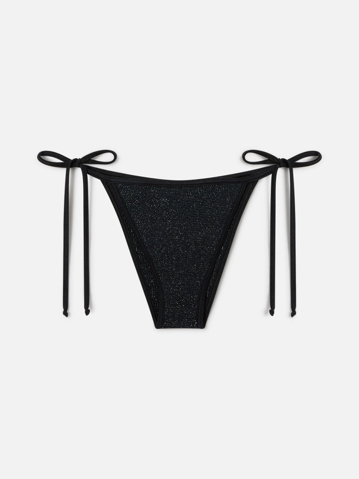 Leah Marielle String bikini in black crinkle lurex fabric