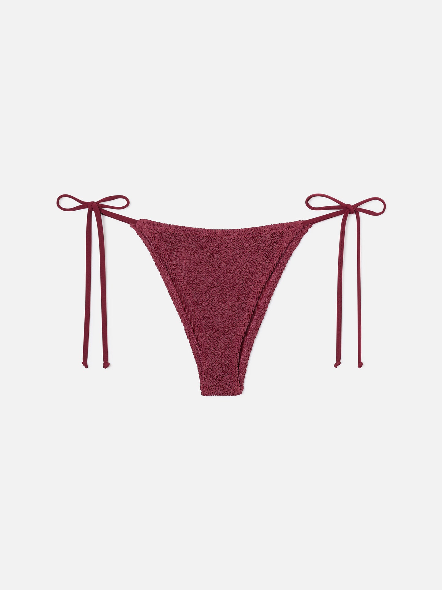 Bas de bikini brésilien Marielle en tissu crinkle bordeaux 