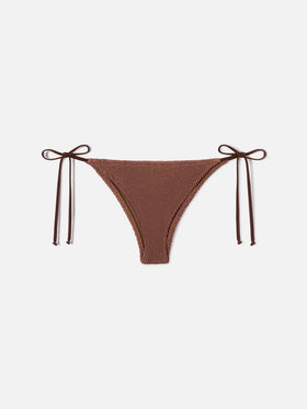 Marielle brazilian bikini bottoms in brown crinkle fabric
