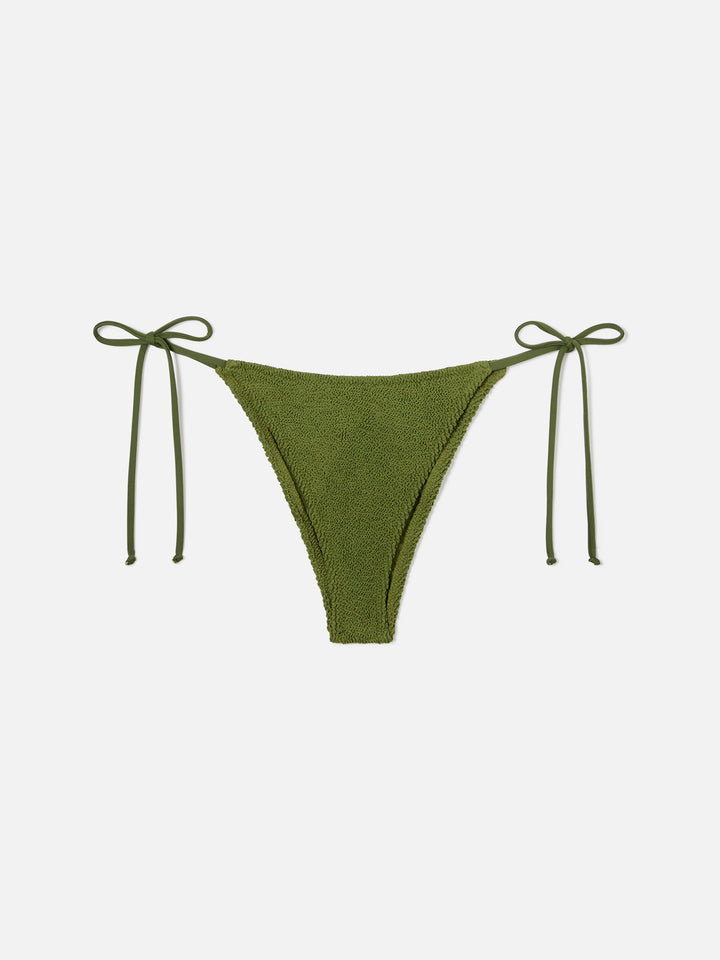 Bikini Amira Marielle verde militare in tessuto crinkle